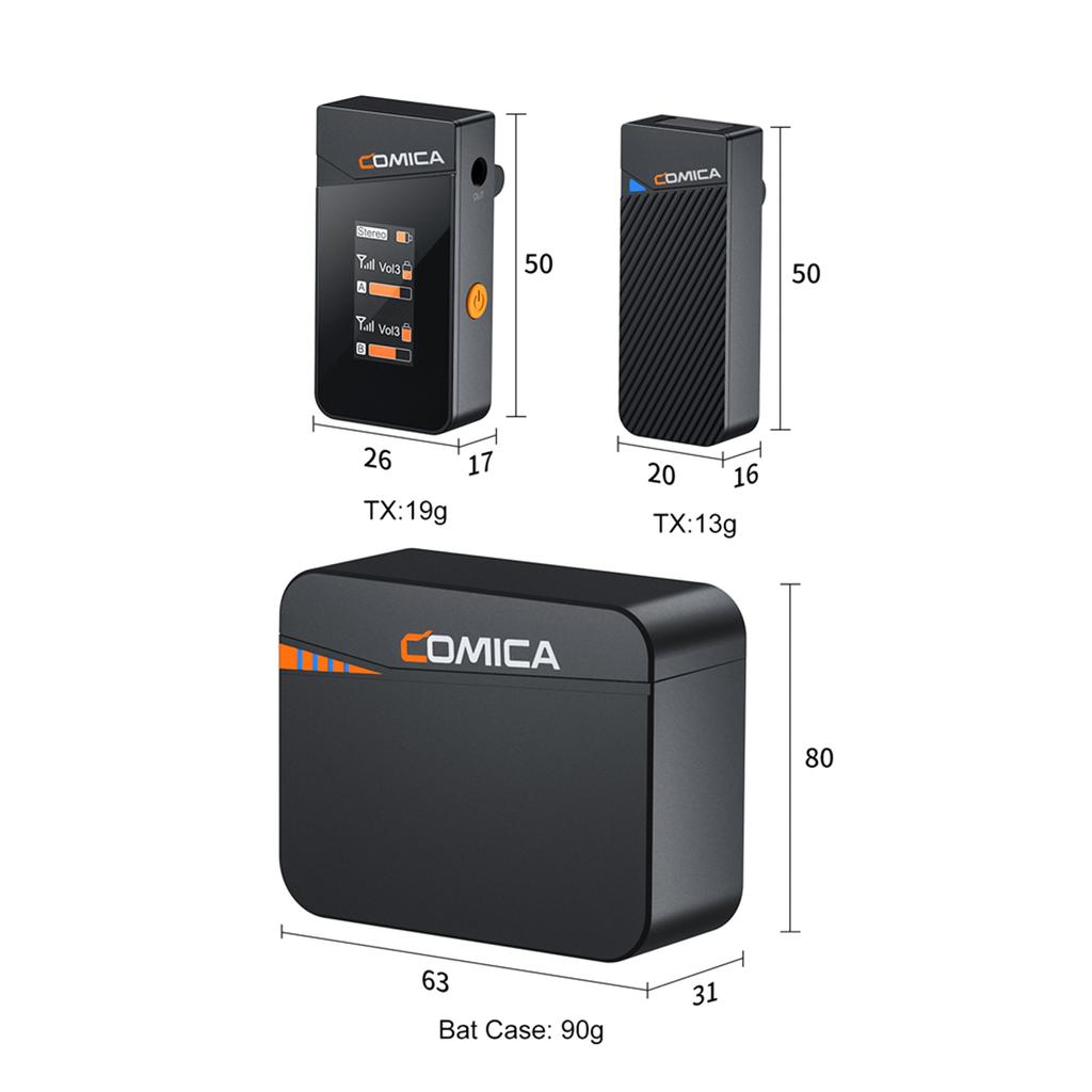 Беспроводная микрофонная система COMICA Vimo C3 с 1 приемником и 2 микрофонами, дальность передачи 200 м, 4