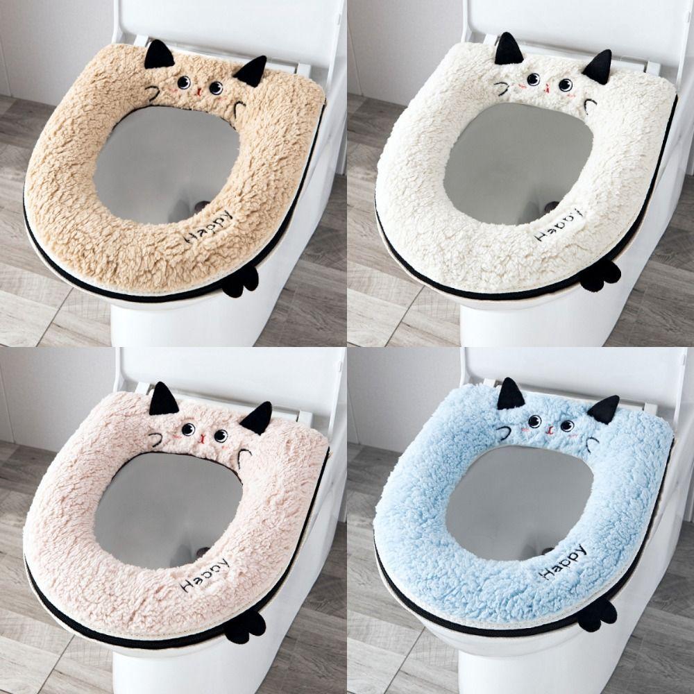 Cartoon Cat Zipper Toilet Cover Waterproof Toilet Seat Pad New Toilet Seat Cushion Universal