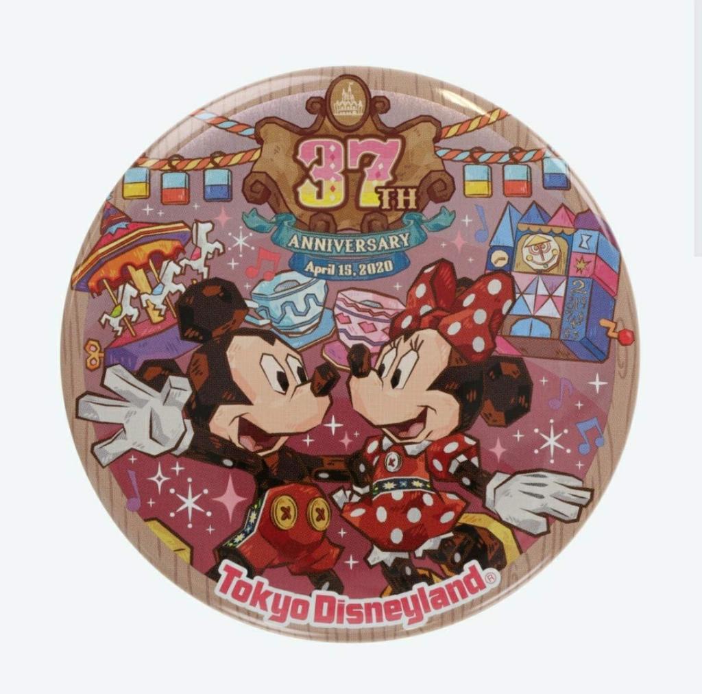 Mickey & Minnie Tin Badge [Tokyo Disneyland Exclusive] 37th Anniversary Fantasyland Disney Merchandise Souvenir