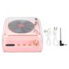 BT Speaker Retro Record Player Shaped Decorative Speaker for Bedroom Bedroom Gift 3.7V Rose