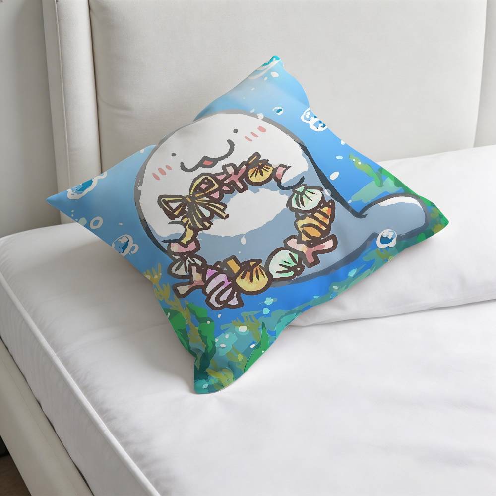 Cartoon Seal Sea Cute Square Pillow Cover Decorative Throw Pillow Case for Sofa Couch Bed Home Car Living Room Decoration