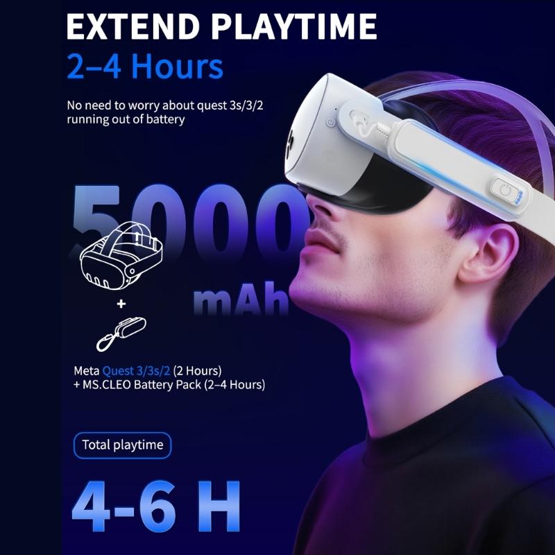 Зарядный адаптер большой емкости для VR-гарнитур MQ 3S/3 Дополнительные 2-4 часа игры Защита