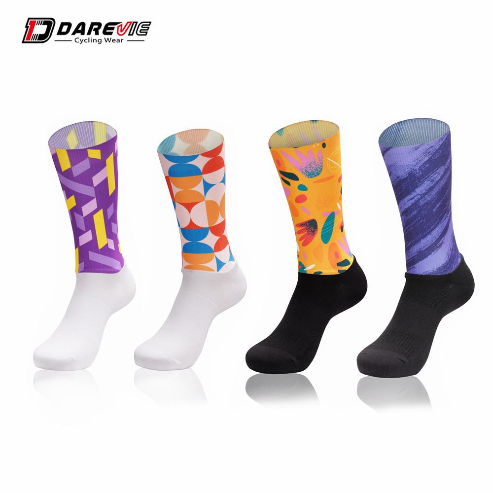 Darevie Manufacturer Knit Cycling Socks Custom Breathability One Piece Elastic Cycling Socks