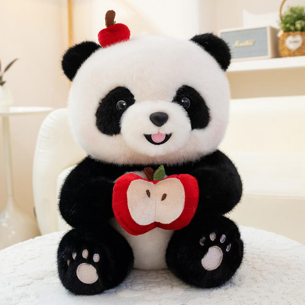 Creative umbrella panda doll cute hug apple giant panda pillow birthday gift seated doll