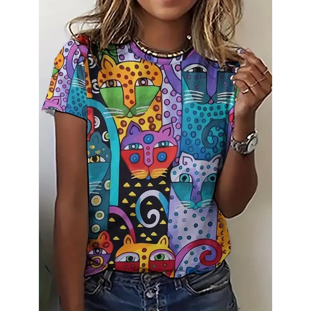 Женские футболки с 3D-принтом «Кролик» Большие модные футболки с рисунком больших размеров Повседневные футболки с принтом в стиле Харадзюку Футболки