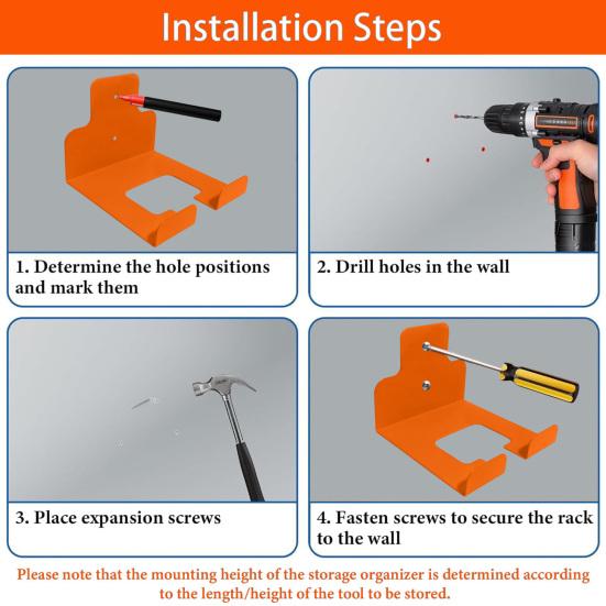 Garage Organizer Trimmer Holder Wall Mounted Garden Power Tool Hanger Heavy Duty Metal Weed Whackers Holder for Garage Shed Yard Grass Trimmer