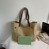 Retro Large Capacity Canvas Bag Solid Color Student Hand Shoulder Bag