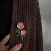Vintage Rose Flower Brooch For Women Green Leaves Ice Crystal Pink Flower Corsage Pins Elegant Clothing Jewelry Accessories Gift