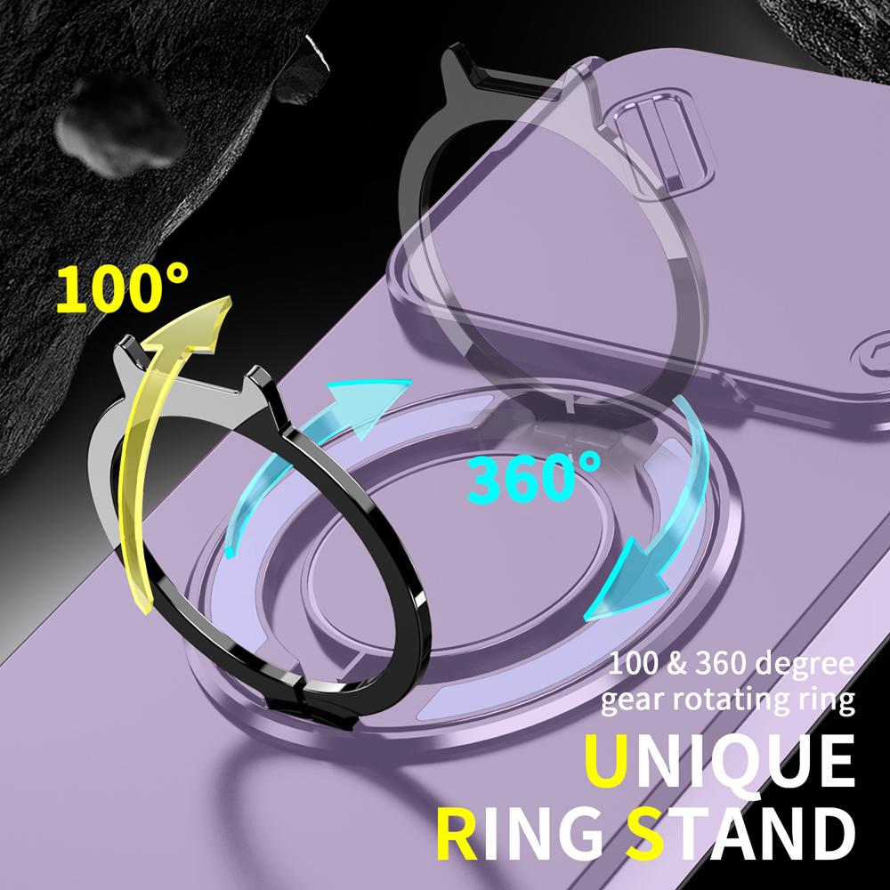 KEYSION 360° Вращающаяся подставка-кольцо Чехол для телефона для Xiaomi 15T 15T Pro Силикон+ПК Сдвижная защита камеры Магнитная противоударная крышка