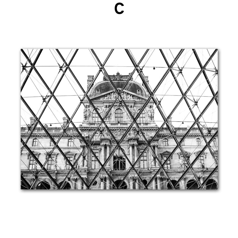 Paris Tower City Landscape Black White Vintage Wall Art Canvas Painting Nordic Posters And Prints Wall Picture Living Room Decor