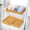 Handwoven Wicker Serving Tray Woven Handheld Imitation Rattan Fruit Plate  Kitchen Storage