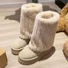 Виноградная мать того же стиля~ Круглоголовые пушистые теплые и плюшевые зимние ботинки на толстой подошве для женской коллекции зимы 2025 года, новые хлопковые туфли