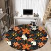 1pc Ghost Floral Office Round Area Rug,  Mat Suitable For Office, Under Office Chairs Bedroom Living Room Home Decor, Room Deco