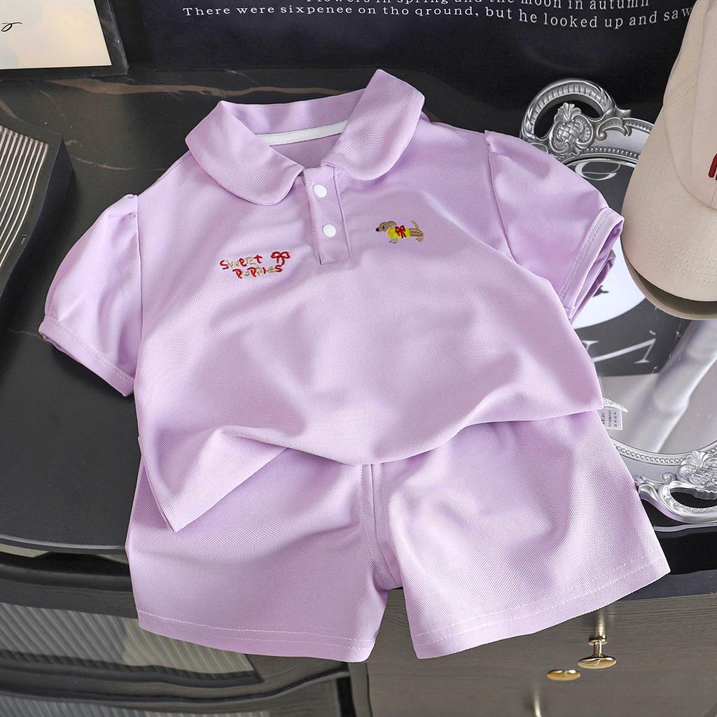 Girls Summer Outfit Breathable Two Piece Set Baby Clothes Toddler Girl Clothing Casual Short Sleeve Top And Shorts Suit