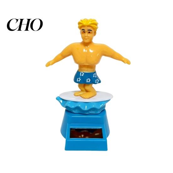 Car Dashboard Solar Toy Surfer Boy Nodding Toy, Cartoon Bobblehead for Anti-slip Decoration Dashboard, Auto Swing Shaking Figure Office Desk Accessory
