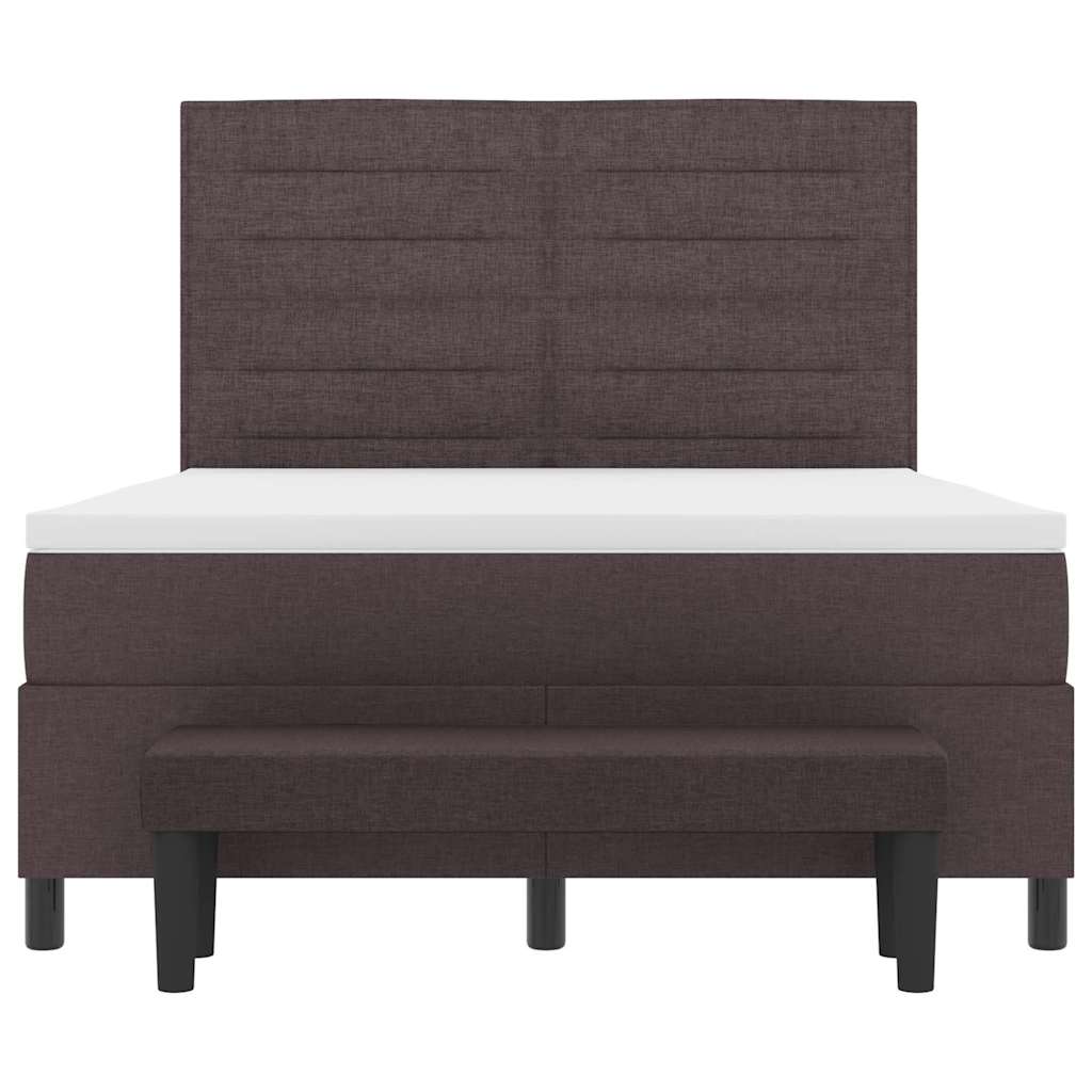 Boxspring Bed with Headboard Dark Brown 140 x 200 cm Fabric