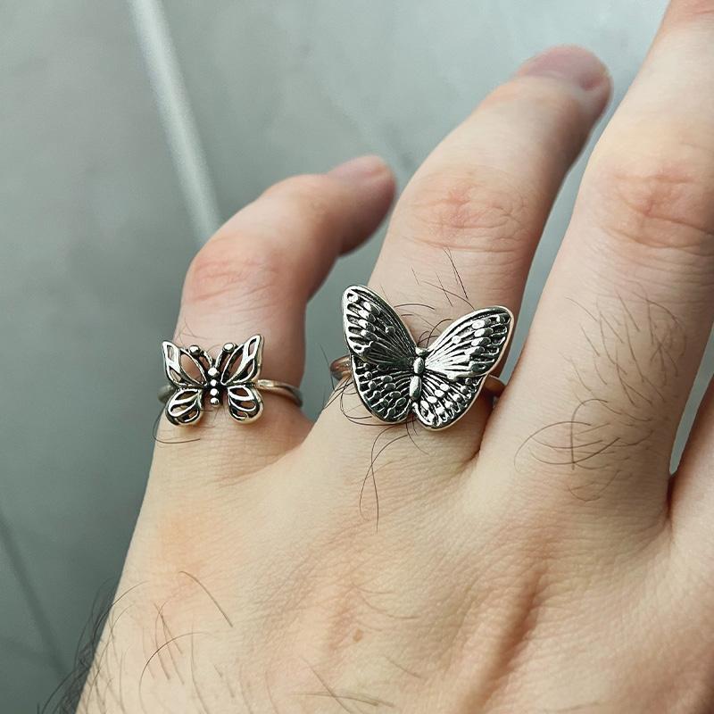 Ретро Кольцо Маленькая Бабочка для Женщин Сплав Цинка Цвет Панк Готика Регулируемое Открытое Кольцо Милые Циркониевые Аксессуары любовь Подарок для Девушки