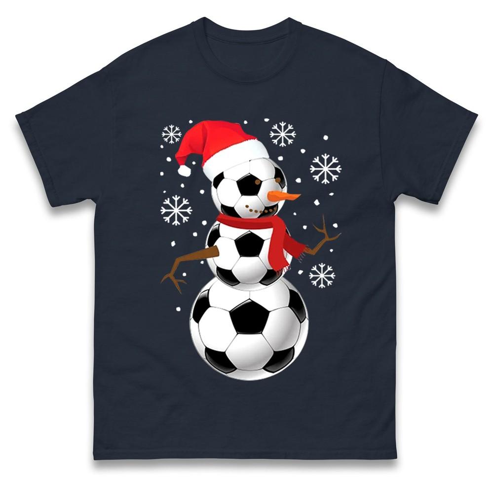 Football Snowunisex Santa Christmas T Shirt Football Fans Xmas Gift Tee Top