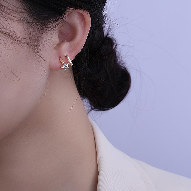 Серьги Niche Design Sense Star Square Zircon для женщин, новые универсальные серьги для женщин