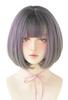 Full Wig, Gradient Wig, Mesh Bob, Blunt Cut, Short, 3D Gradient, Hair Arrangement, Nape, Bob, Curls (ash Purple Gray Gradient)