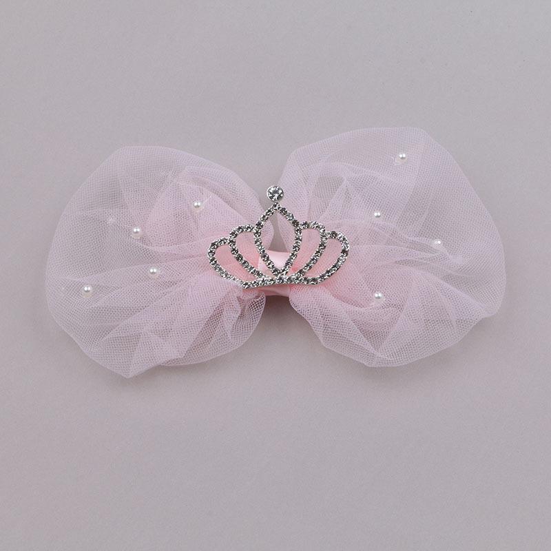 Летний бант-корона заколка для волос для детей – Милая принцесса сетка жемчуг заколка
