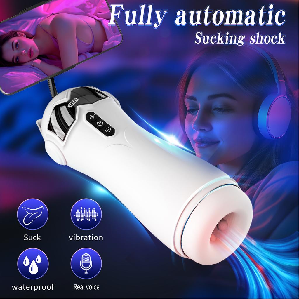 Automatic Sucking Male Vibration Masturbator Blowjob Machine Heating Masturbation Cup Vaginal Sex Toys for Men Adult Goods