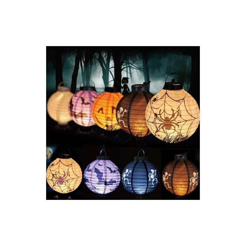 Versatile Led Paper Pumpkin Lantern Featuring Spider And Bat For Festive Halloween Atmosphere