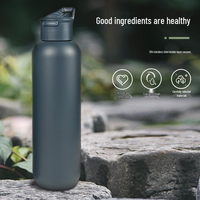 Portable Stainless Steel Vacuum Insulated Sports Water Bottle with Straw