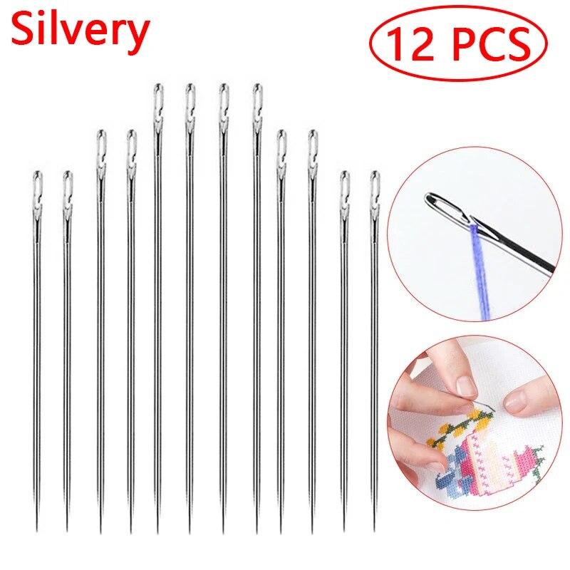 Stainless Steel Side Hanging Blind Needles Elderly Needle-side Opening Hole Fast Throughing Sewing Automatic Thread DIY Tools
