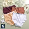 FINETOO 4 шт./компл. Хлопковые женские трусики женские больших размеров нижнее белье с высокой посадкой дышащие однотонные женские шорты