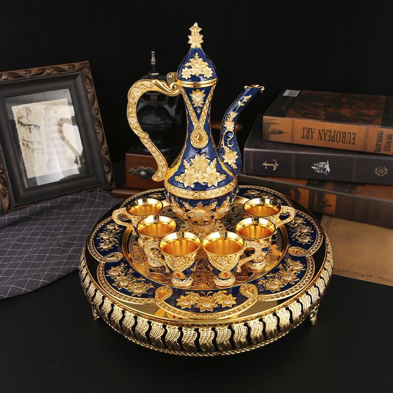 Ретро-дворцовый винный набор, для дома, свадьбы, праздничные принадлежности, металлический подарок, набор фляжек с украшениями, рождественский подарок, европейский стиль