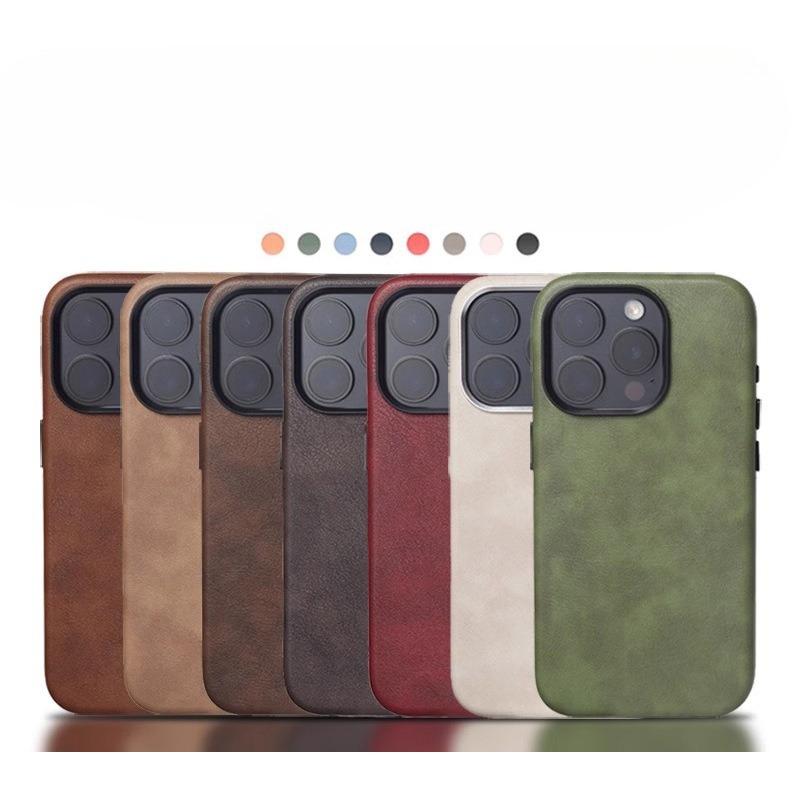 Подходит для iPhone16Promax Чехол из кожи Crazy Horse Apple 15 Ретро Магнитный 13 Чехол с защитой, приятный на ощупь