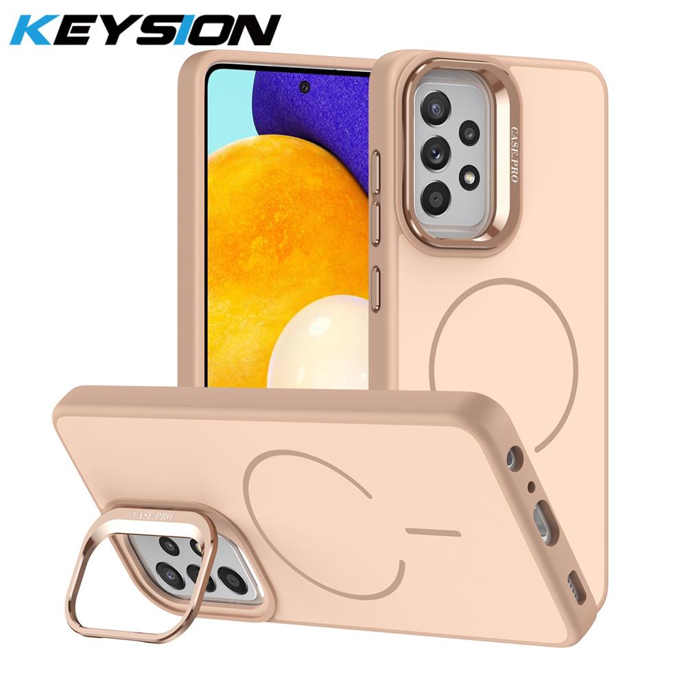 KEYSION Матовый чехол для телефона с покрытием Soft-touch и подставкой для линз, совместимый с MagSafe, для Samsung A52 A52S 5G, магнитный противоударный чехол для Galaxy A13 4G 5G