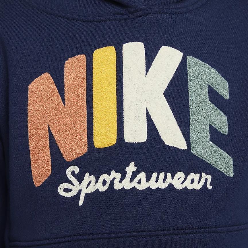 Nike Спортивная одежда Powder Play Мягкая флисовая толстовка с капюшоном Детские толстовки Темно-синий HQ7944-410