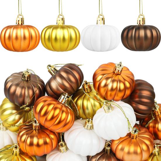 Mini Pumpkin Hanging Ornaments Thanksgiving Harvest Home Tree Decorations Reusable Hanging Pumpkin Ball for Autumn Holiday Party Supplies