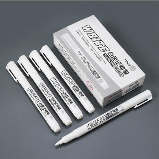 12 шт. ручки для рисования, 1 мм, очень тонкий кончик, белые акриловые перманентные маркеры, аксессуары для художественных проектов «сделай сам»