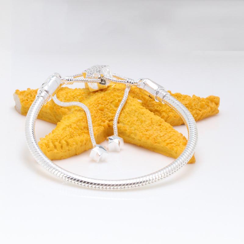 European-American Heart-Shaped Retractable Bracelet for Women - New Pandora Style Sliding Buckle, Perfect Christmas Gift