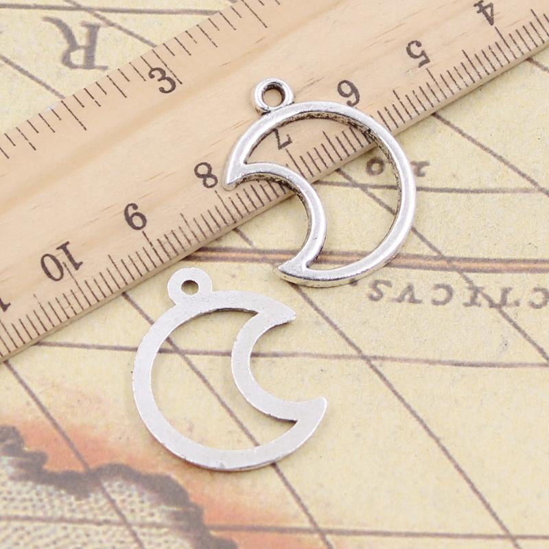 20pcs Charms Moon 21x26mm Tibetan Bronze Silver Color Pendants Antique Jewelry Making DIY Handmade Craft CLE