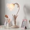 Bymaocar Pink Flower Desk Light LED Table 110V Fashional Lamp Indoor Lighting E27 Home Decor W/ Glass Lampshade for Bedroom Desk
