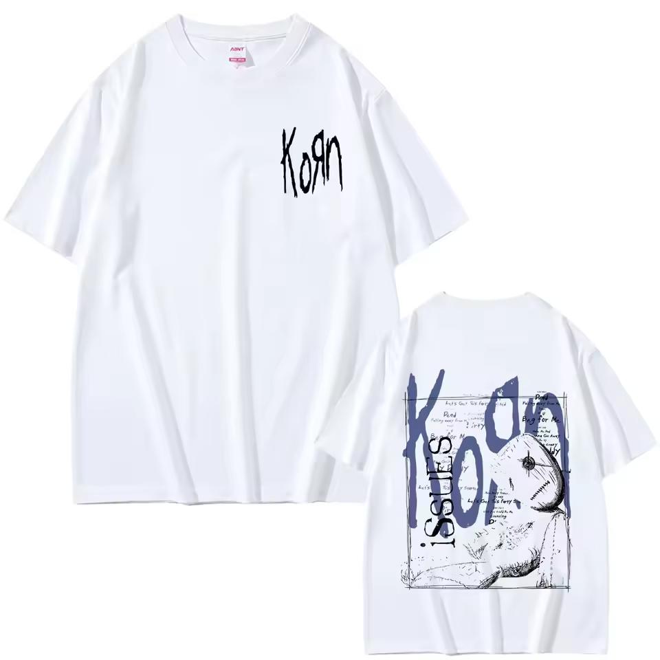 Vintage Alternative Metal Streetwear Loose Fashion T shirt for Men & Women Official Merchandise of Rock Band Korn Album T shirt