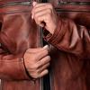 NOORA New Men's REAL Lambskin Leather,Distressed Brown, Biker Jacket ,Real Lambskin Leather, Cafe Racer Jackets, GirlFriend Dates Jacket,Gift For Him