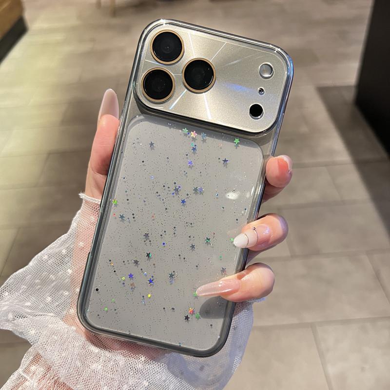 Совместимый чехол Aurora Camera с блестками и каплями клея для iPhone 17 Pro Max