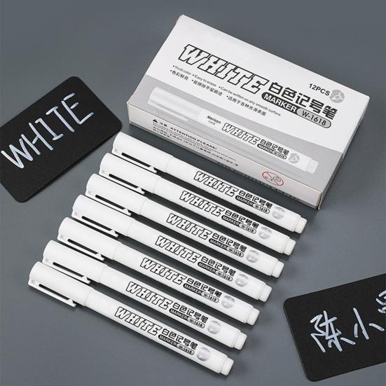 12 шт. ручки для рисования, 1 мм, очень тонкий кончик, белые акриловые перманентные маркеры, аксессуары для художественных проектов «сделай сам»