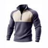 Мужская толстовка с цветными блоками, длинным рукавом, воротником-стойкой, рубашка для гольфа, повседневный пуловер с воротником-стойкой