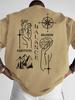 Unisexs Spiritual Balance Tshirt Hand Brain Heart Print Crew Neck Short Sleeve Polyester Tops With Compass Sxxl