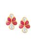 Kicky and Perky 925 Sterling Silver Floral Stud Earring | Polki Moissanite, Pink Talphe