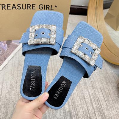 Металлические пуговицы с буквенным декором Женские тапочки Летние женские сандалии Плоская пляжная обувь Женские сандалии Пляжная обувь Шлепанцы