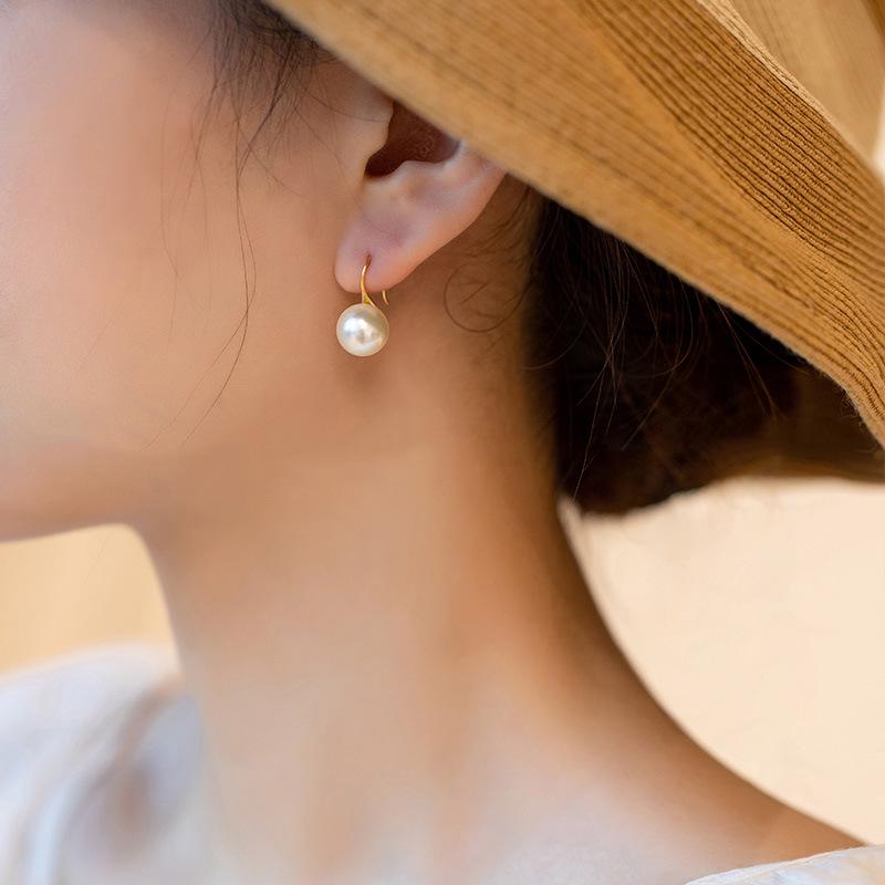 Серьги-крючки с жемчугом Shijia: Легкие роскошные женские ювелирные изделия из стерлингового серебра 925 пробы высшего качества