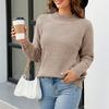 Women's Fashion Casual Half-Turtleneck Solid Color Loose Pullover Long-sleeved Knitted Sweater