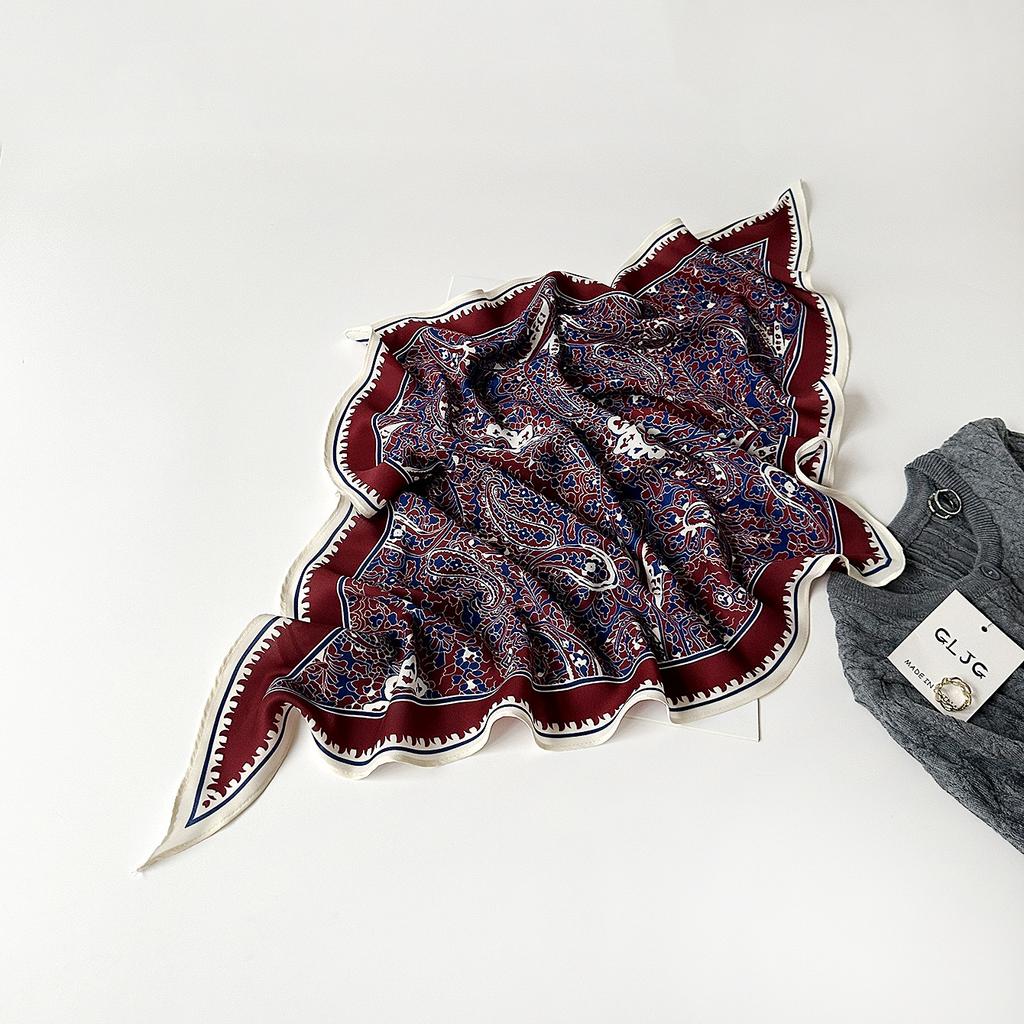 Stylish and simple cashew print silk scarf rhombus scarf summer chiffon silk scarf sun protection thin women's scarf scarf wholesale